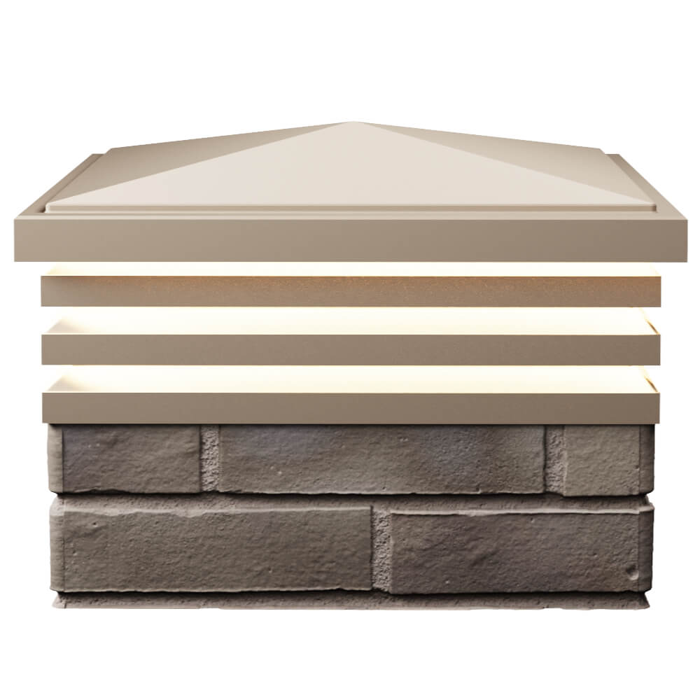 Колпак Zking Бона ХайТек Бежевый на столб 1.5х1.5 кирпича (385х385мм) с подсветкой в Волоколамске фото