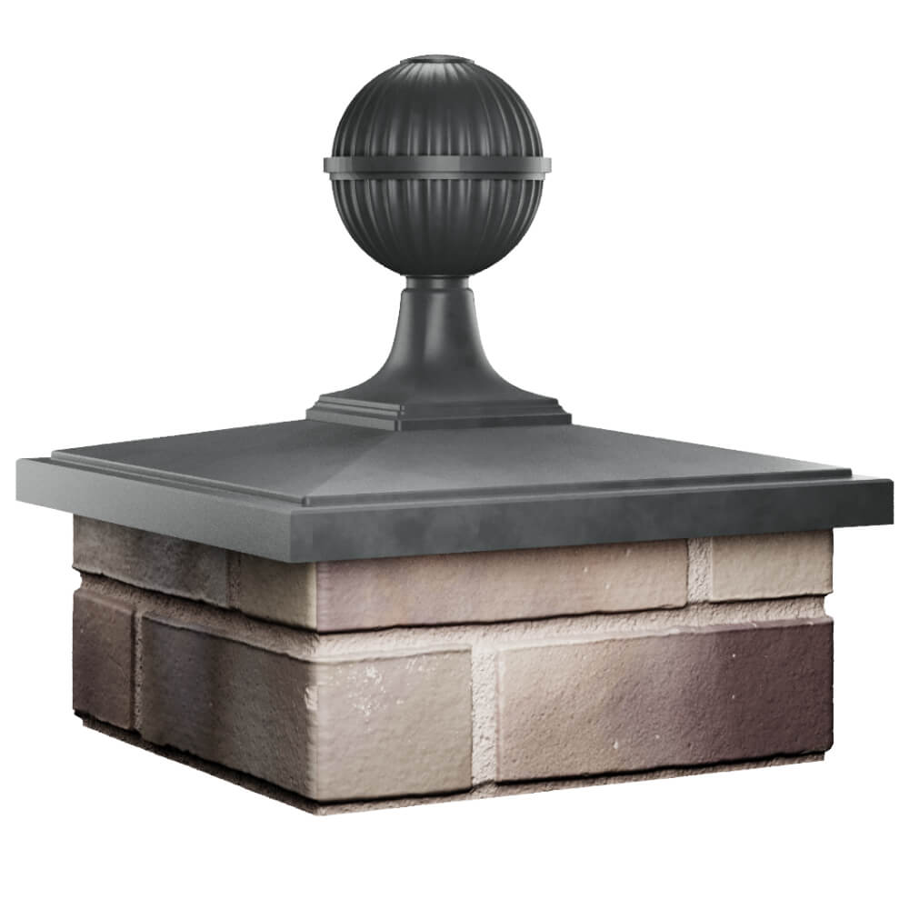 Колпак Zking БонаМоно Серый с шаром на столб 1.5х1.5 кирпича (385х385, 400х400мм) в сборе в Волоколамске фото