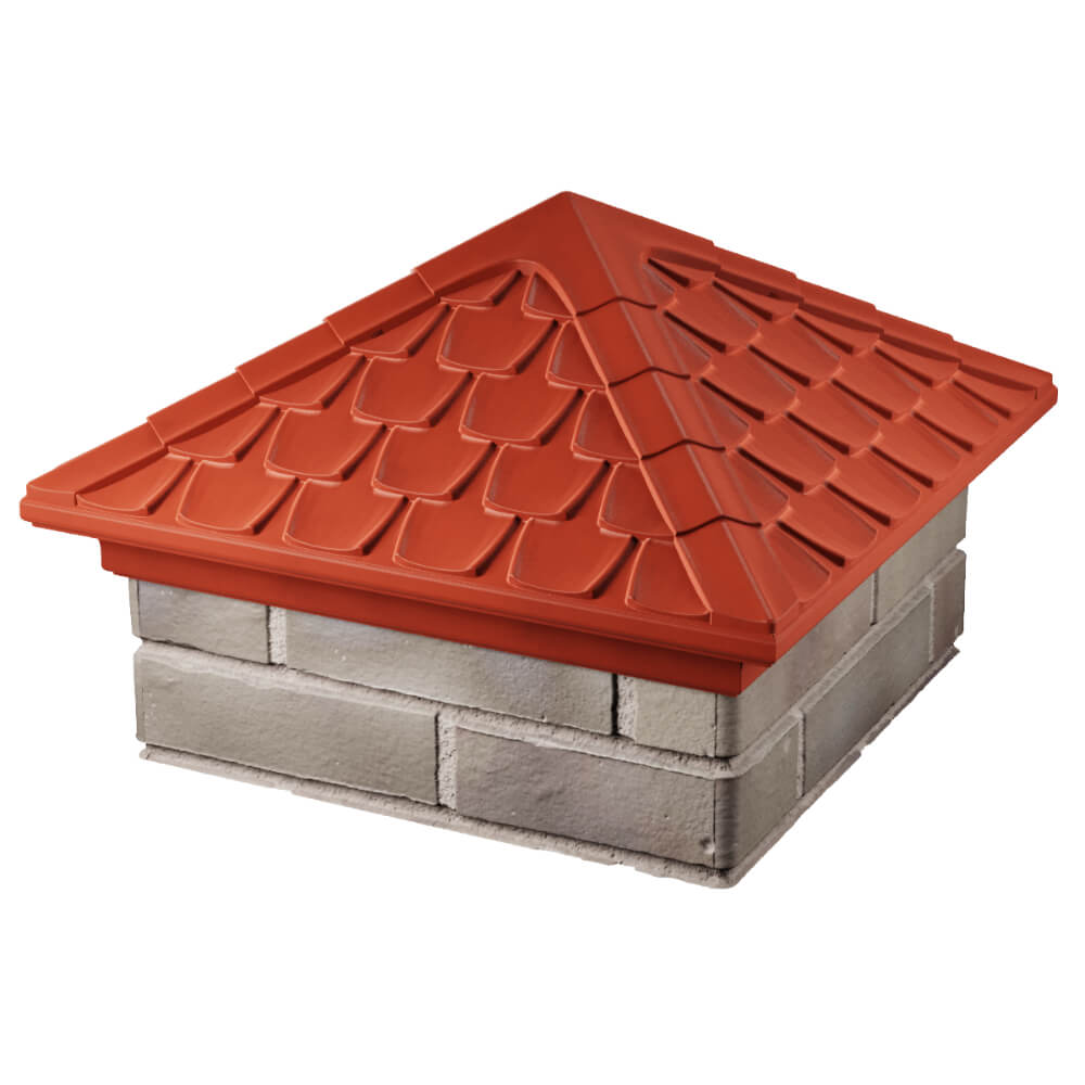 Колпак Zking Эльбрус Красный на столб 1.5х1.5 кирпича (385х385мм) в Волоколамске фото