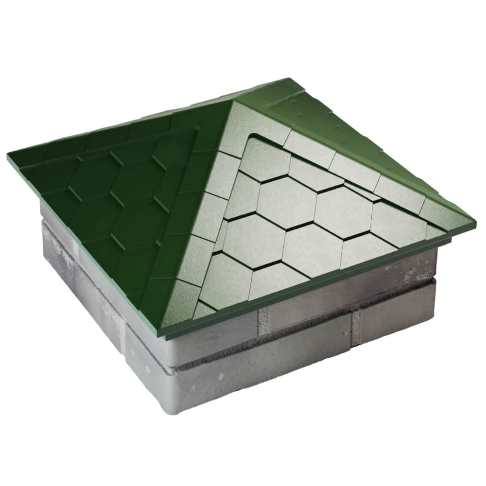 Колпак Zking Эверест Зеленый на столб 1.5х1.5 кирпича (390х390мм) в Волоколамске фото