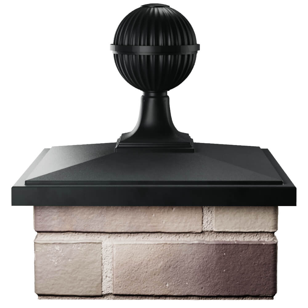 Колпак Zking БонаМоно Черный с шаром на столб 1.5х1.5 кирпича (385х385, 400х400мм) в сборе Волоколамск фото