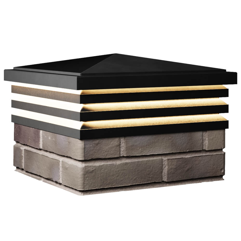 Колпак Zking Бона ХайТек Черный на столб 1.5х1.5 кирпича (385х385мм) с подсветкой в Волоколамске фото