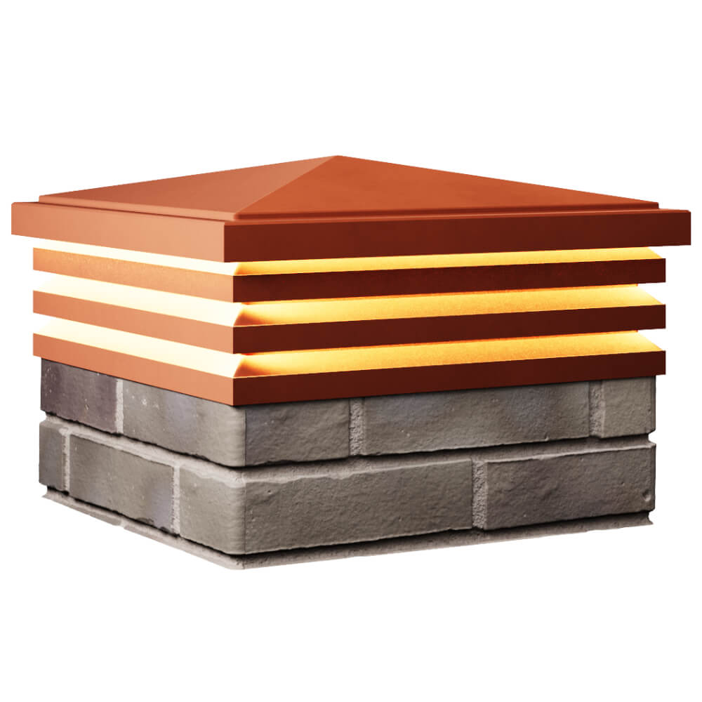 Колпак Zking Бона ХайТек Красный на столб 1.5х1.5 кирпича (385х385мм) с подсветкой в Волоколамске фото