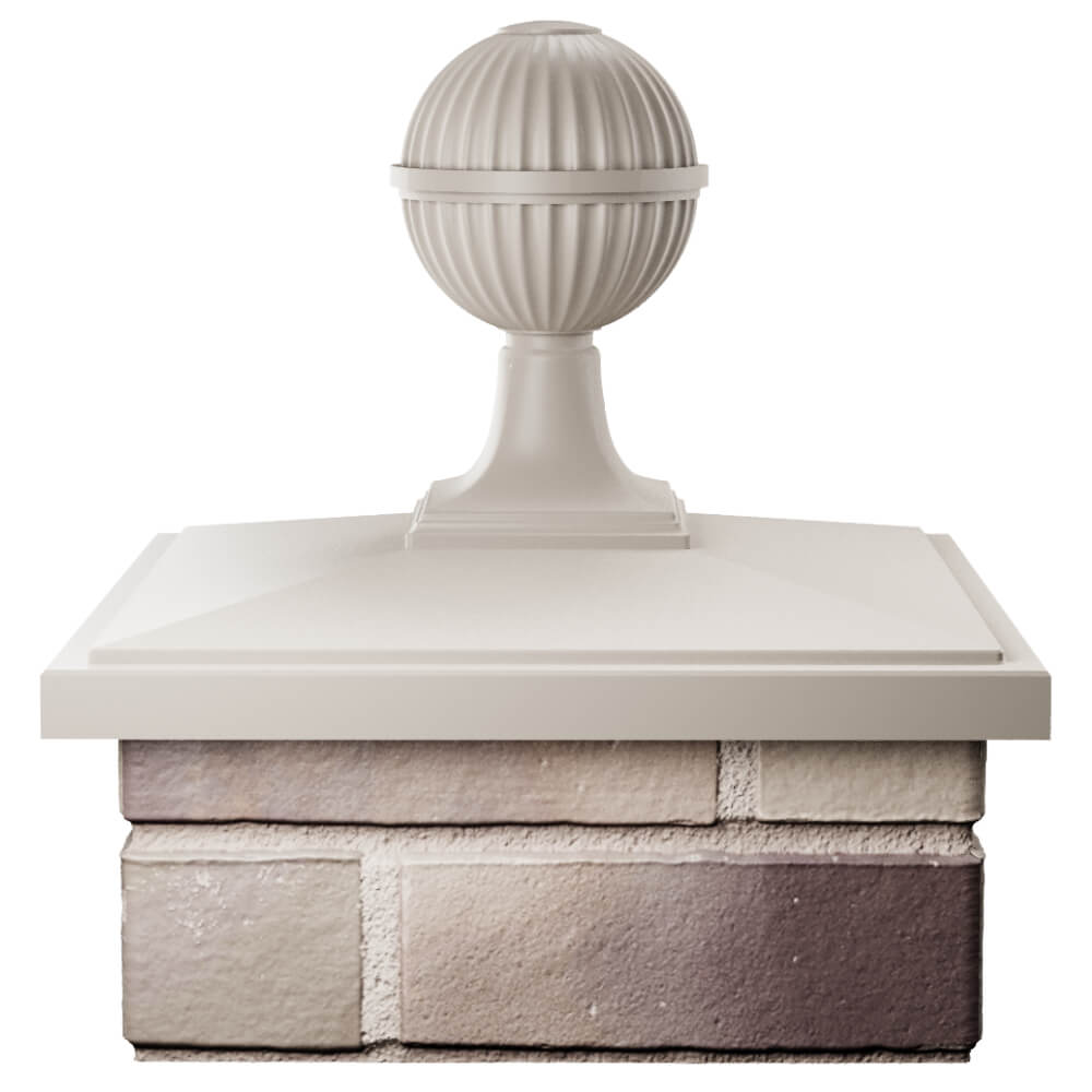 Колпак Zking БонаМоно Бежевый с шаром на столб 1.5х1.5 кирпича (385х385, 400х400мм) в сборе Волоколамск фото