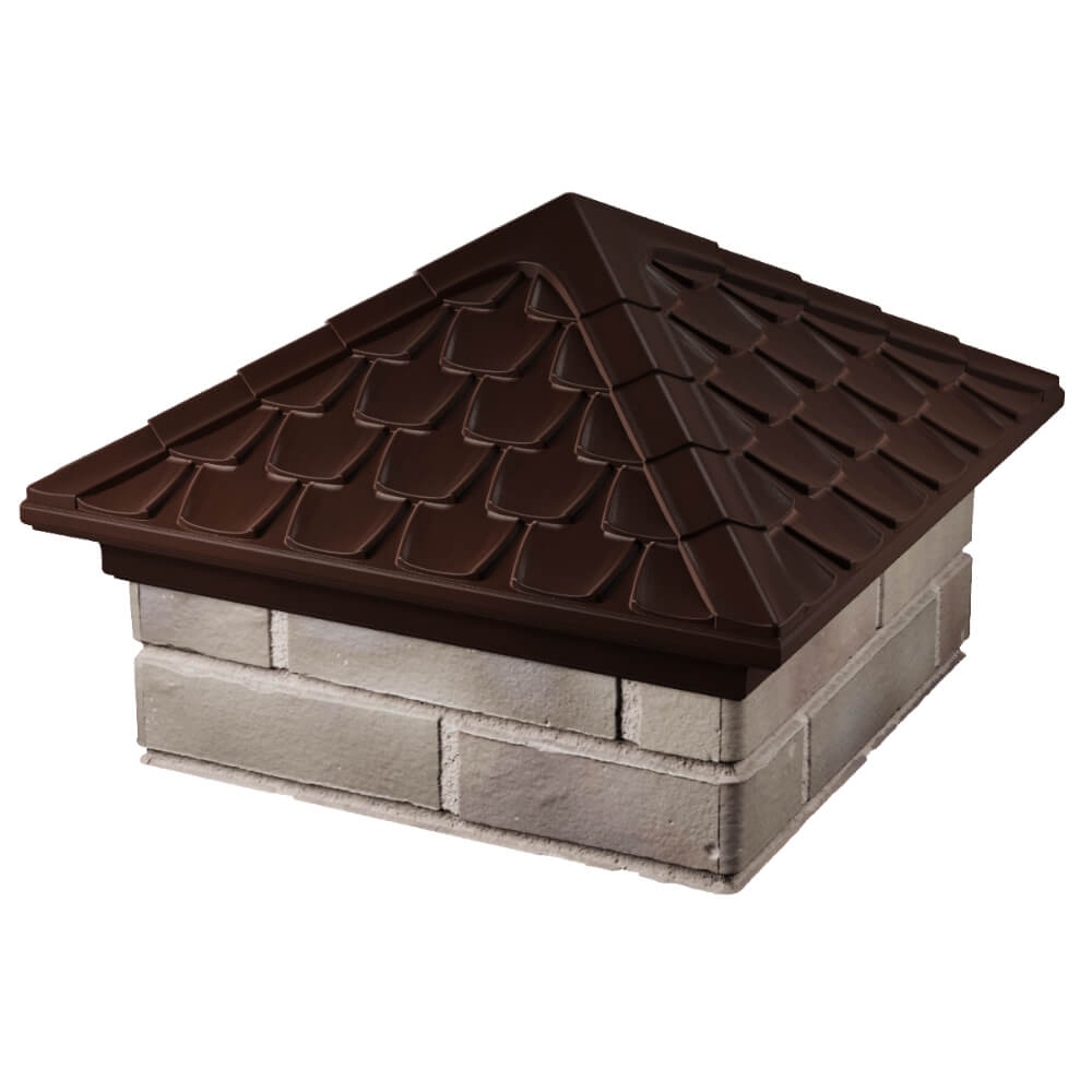 Колпак Zking Эльбрус Коричневый на столб 1.5х1.5 кирпича (385х385мм) в Волоколамске фото