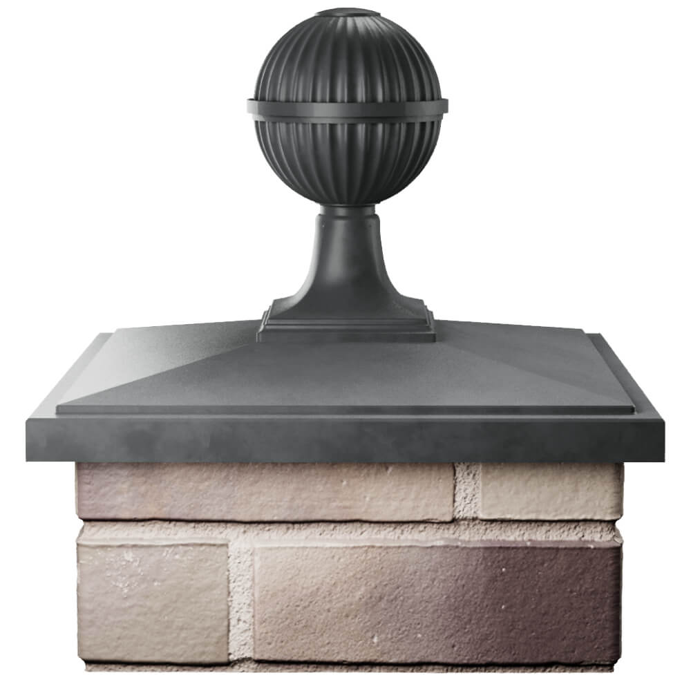 Колпак Zking БонаМоно Серый с шаром на столб 1.5х1.5 кирпича (385х385, 400х400мм) в сборе Волоколамск фото