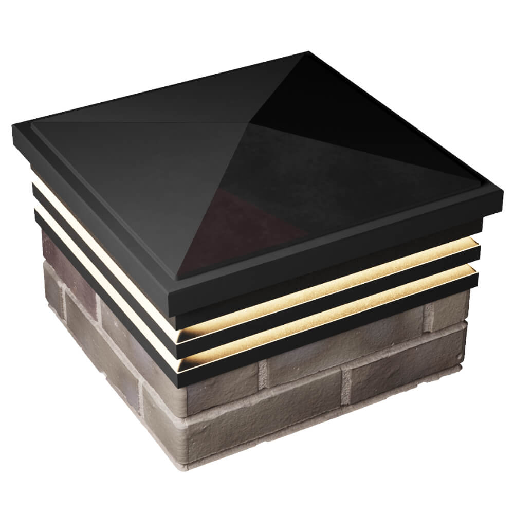 Колпак Zking Бона ХайТек Черный на столб 1.5х1.5 кирпича (385х385мм) с подсветкой в Волоколамске фото