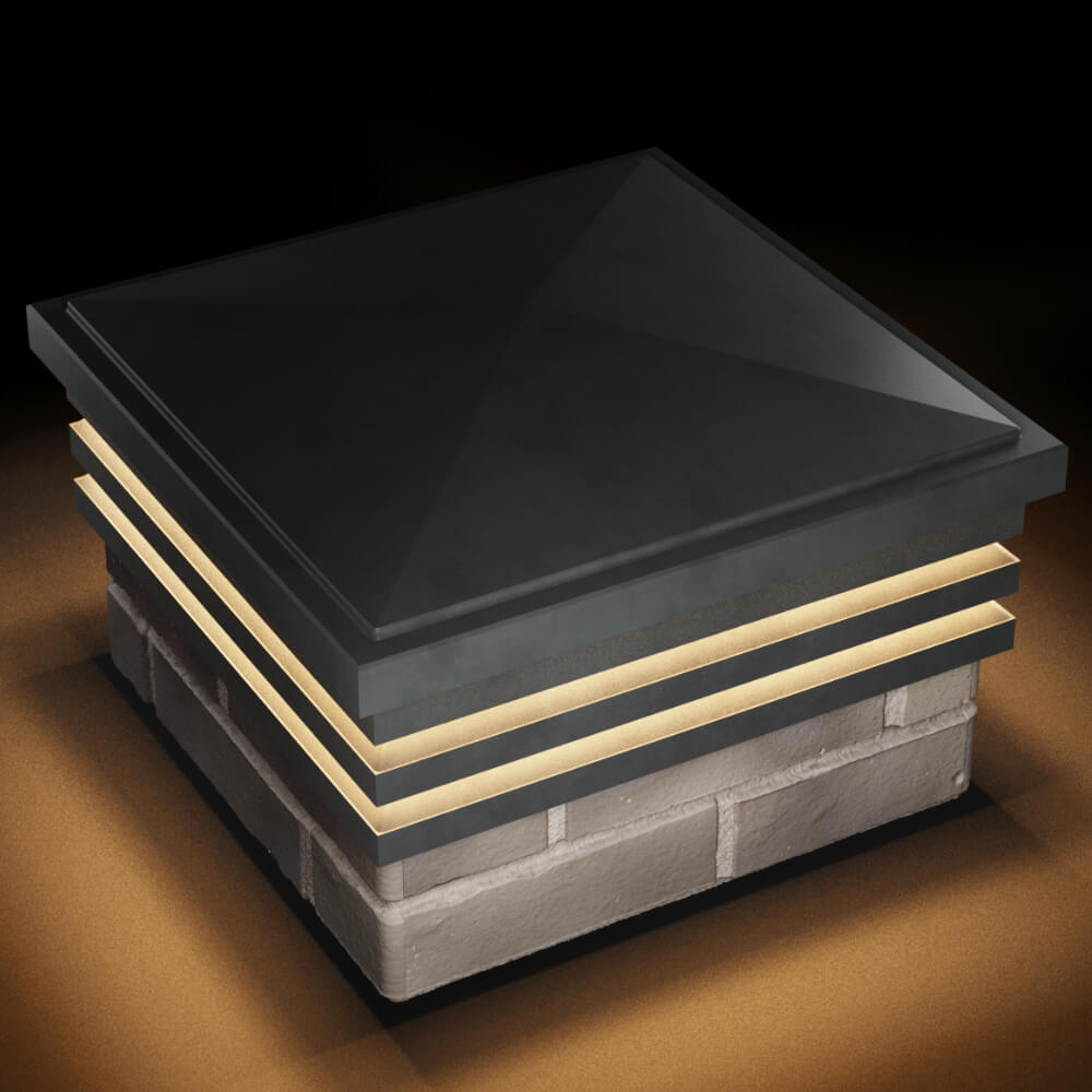 Колпак Zking Бона ХайТек Серый на столб 1.5х1.5 кирпича (385х385мм) с подсветкой в Волоколамске фото