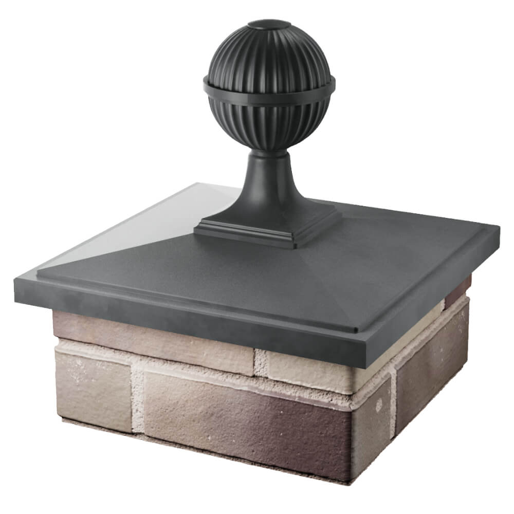 Колпак Zking БонаМоно Серый с шаром на столб 1.5х1.5 кирпича (385х385, 400х400мм) в сборе в Волоколамске фото