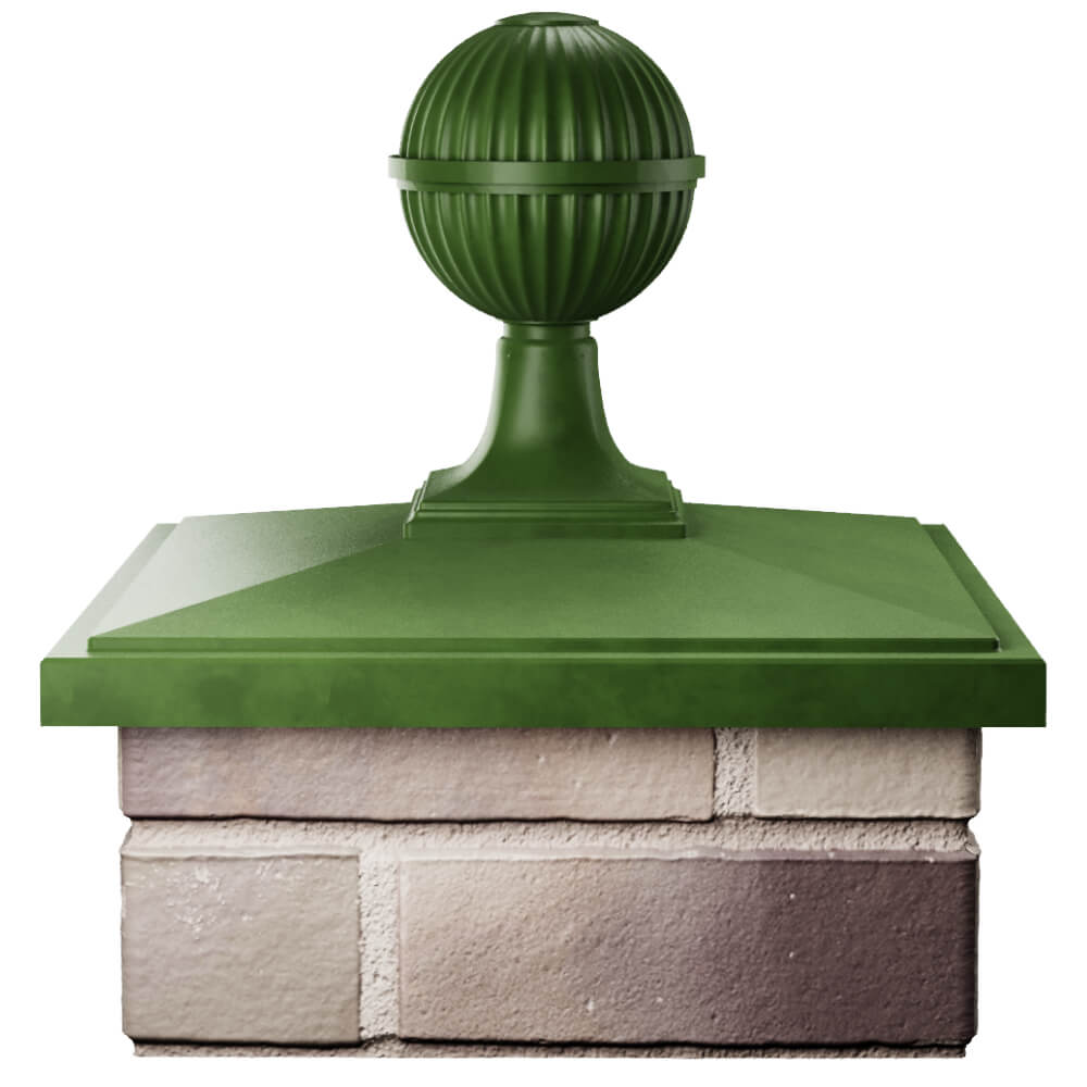 Колпак Zking БонаМоно Зеленый с шаром на столб 1.5х1.5 кирпича (385х385, 400х400мм) в сборе Волоколамск фото