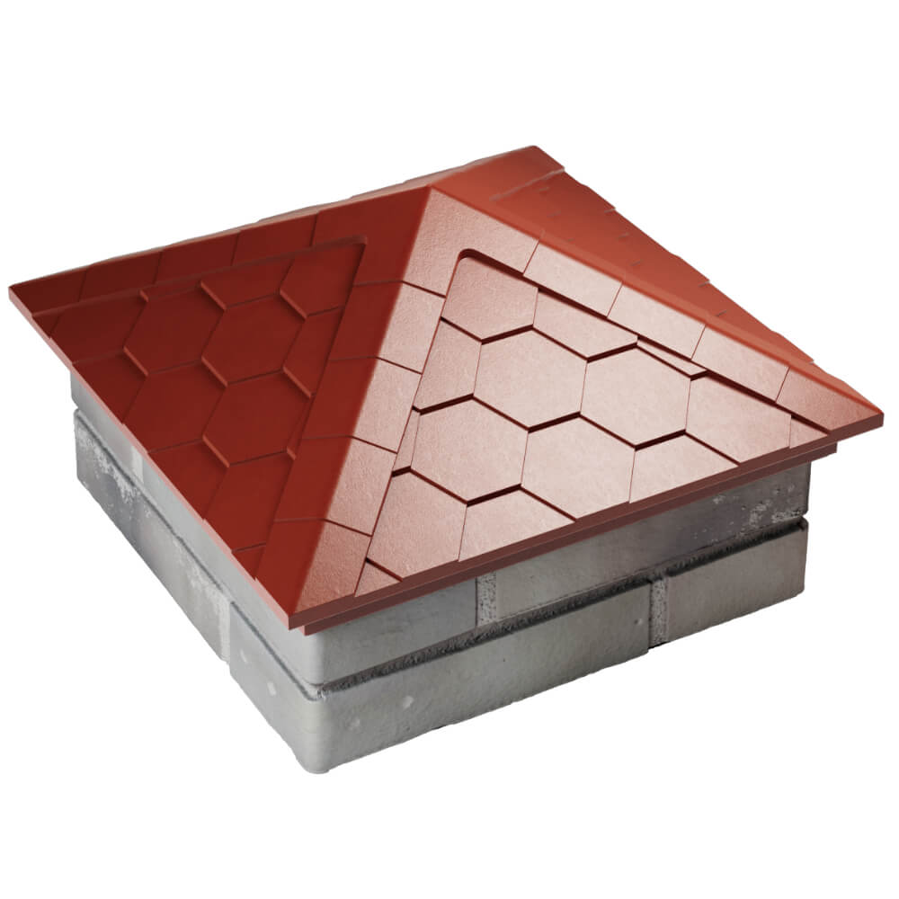Колпак Zking Эверест Красный на столб 1.5х1.5 кирпича (390х390мм) в Волоколамске фото
