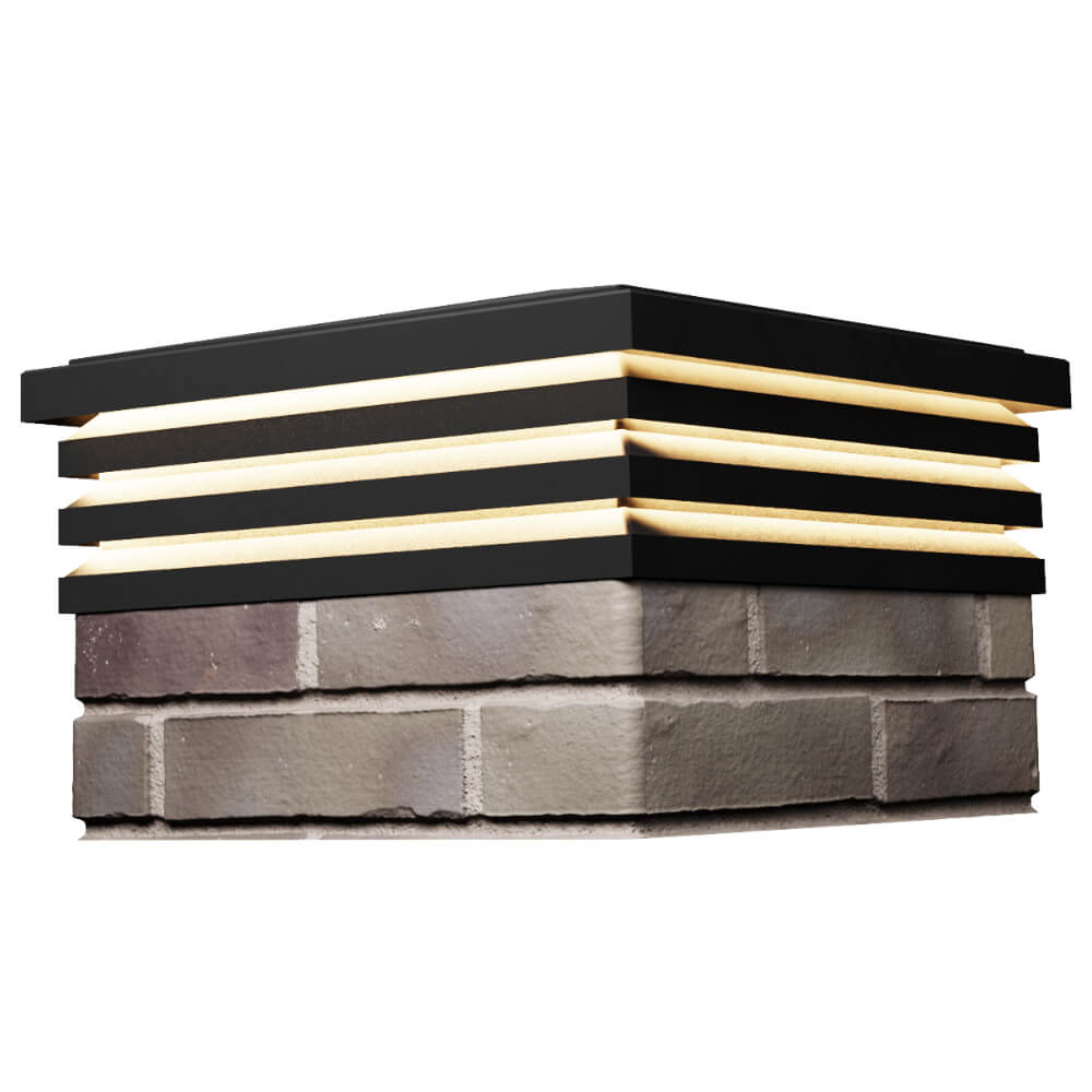 Колпак Zking Бона ХайТек Черный на столб 1.5х1.5 кирпича (385х385мм) с подсветкой в Волоколамске фото