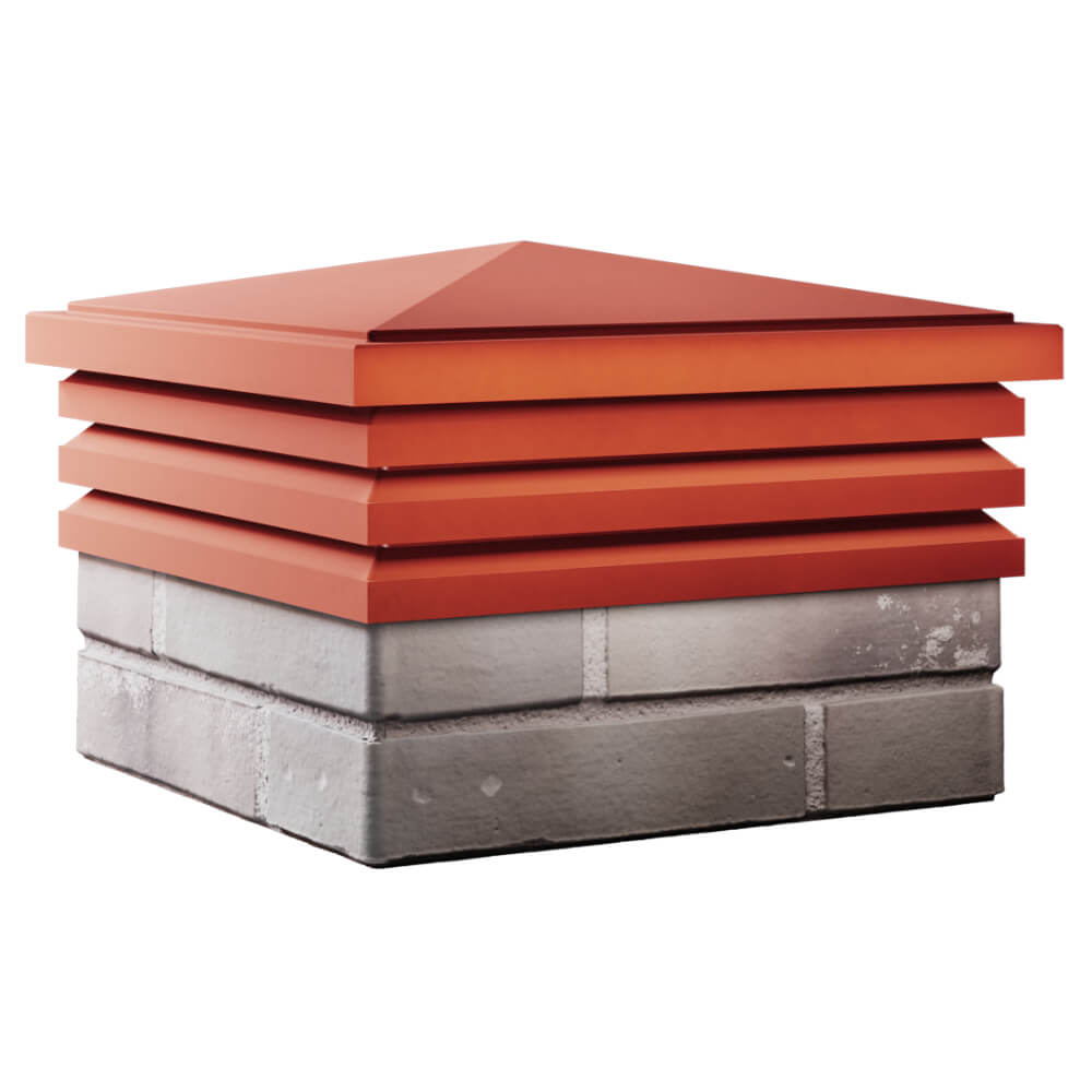 Колпак Zking Бона ХайТек Красный на столб 1.5х1.5 кирпича (385х385мм) в Волоколамске фото