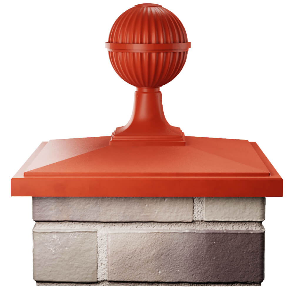 Колпак Zking БонаМоно Красный с шаром на столб 1.5х1.5 кирпича (385х385, 400х400мм) в сборе Волоколамск фото