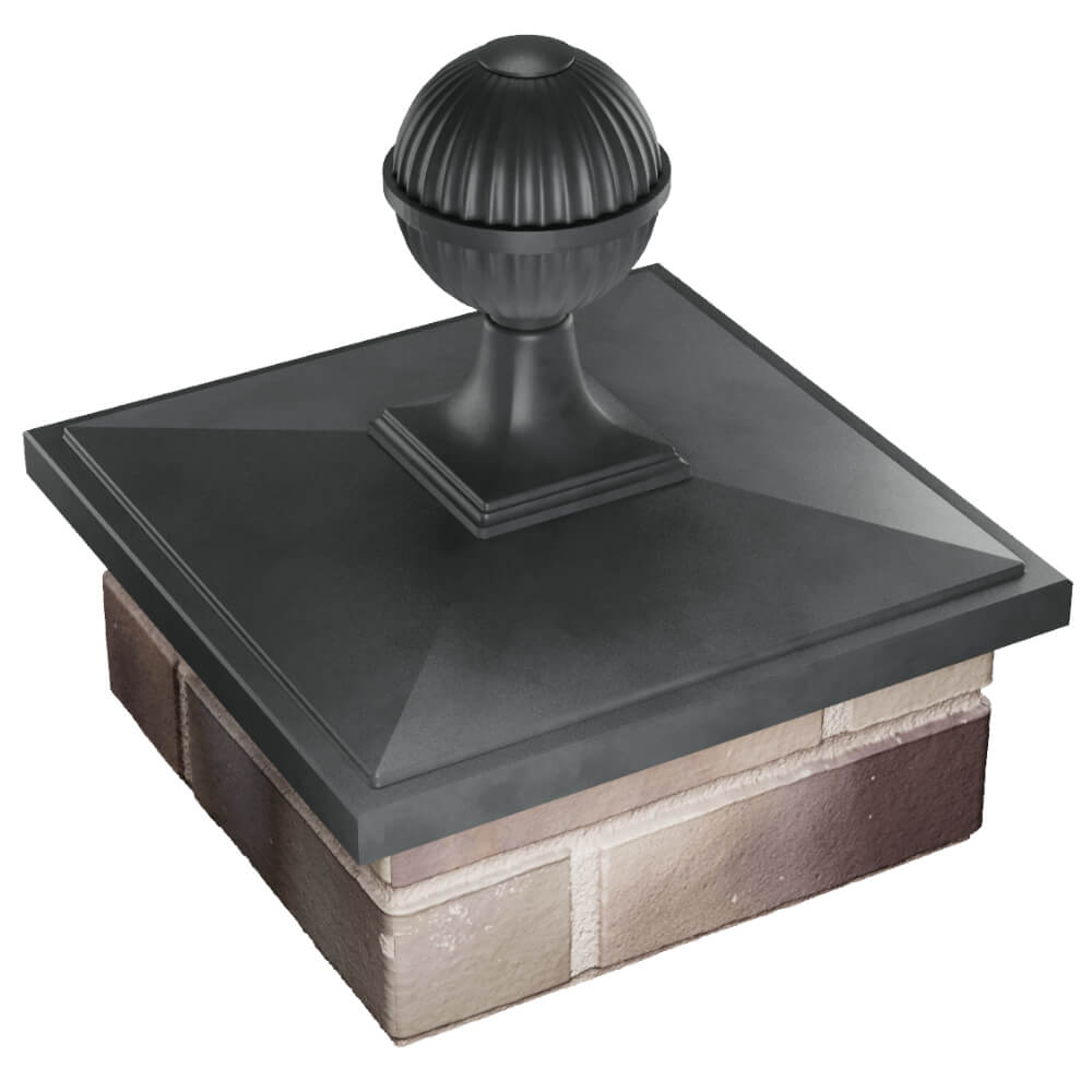 Колпак Zking БонаМоно Серый с шаром на столб 1.5х1.5 кирпича (385х385, 400х400мм) в сборе в Волоколамске фото