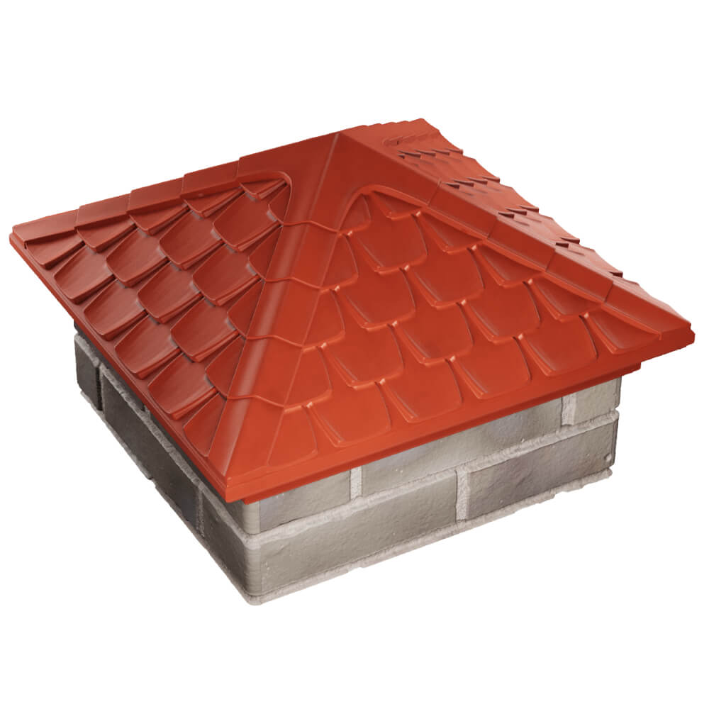 Колпак Zking Эльбрус Красный на столб 1.5х1.5 кирпича (385х385мм) в Волоколамске фото