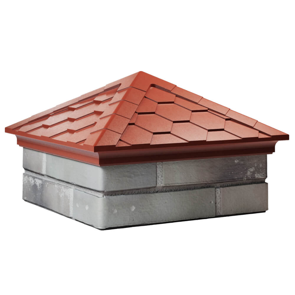 Колпак Zking Эверест Красный на столб 1.5х1.5 кирпича (390х390мм) в Волоколамске фото