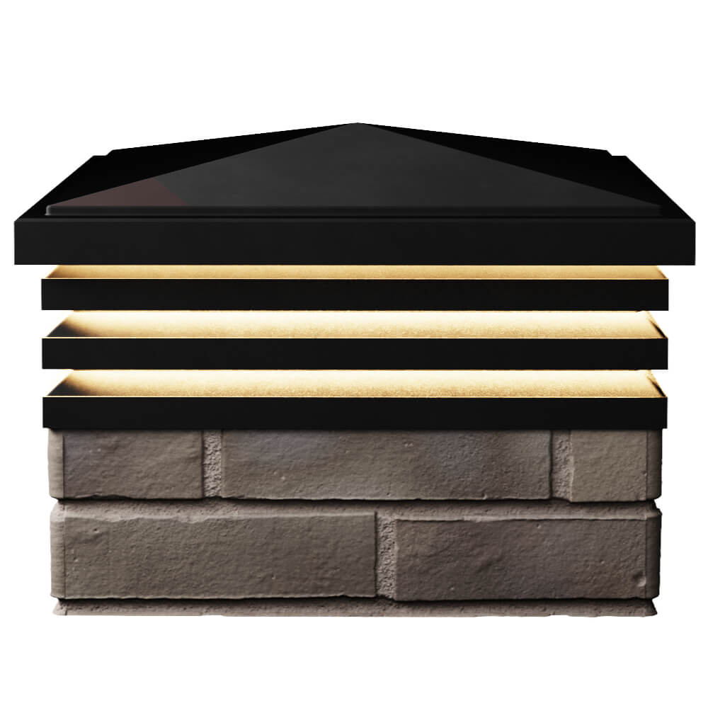 Колпак Zking Бона ХайТек Черный на столб 1.5х1.5 кирпича (385х385мм) с подсветкой в Волоколамске фото