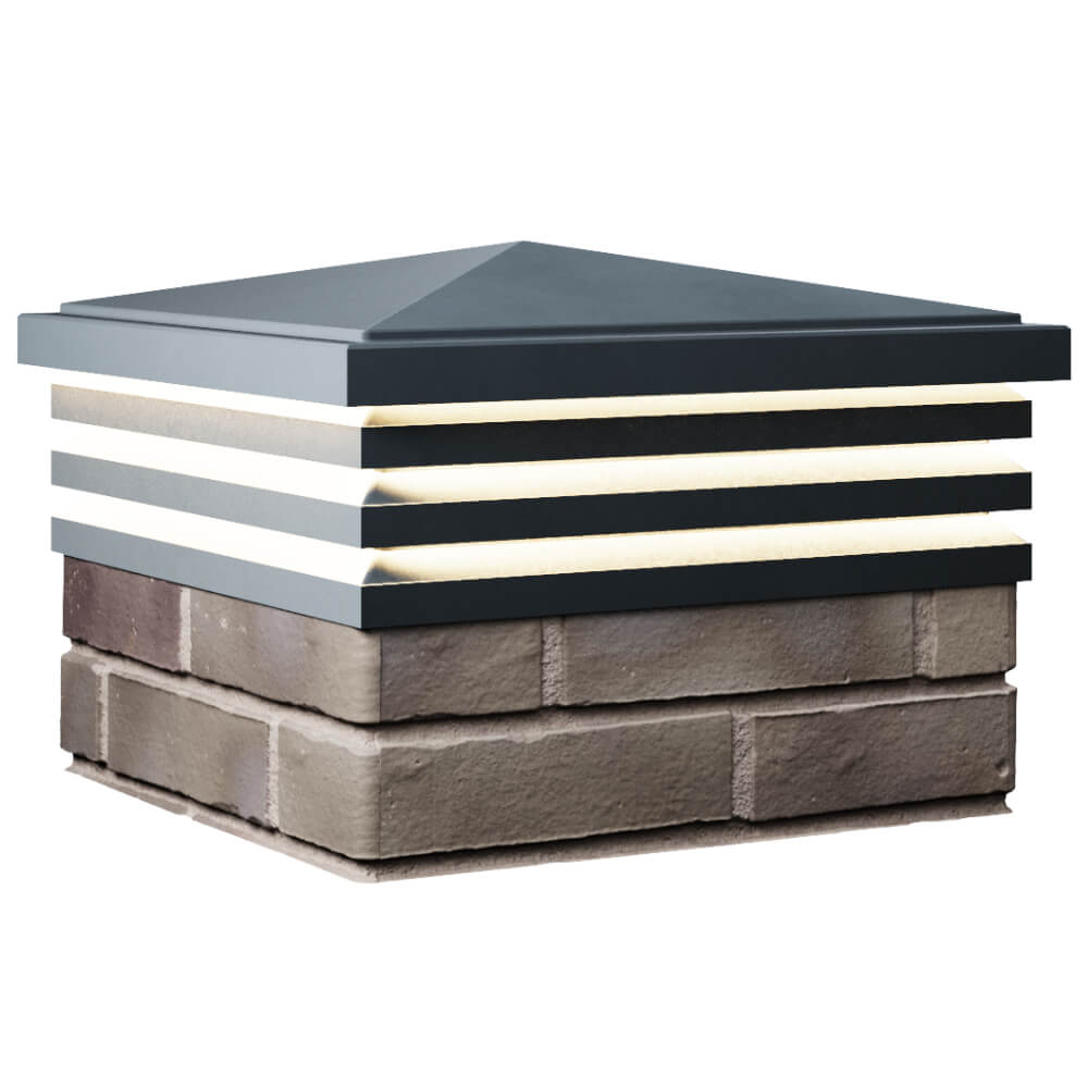 Колпак Zking Бона ХайТек Серый на столб 1.5х1.5 кирпича (385х385мм) с подсветкой в Волоколамске фото