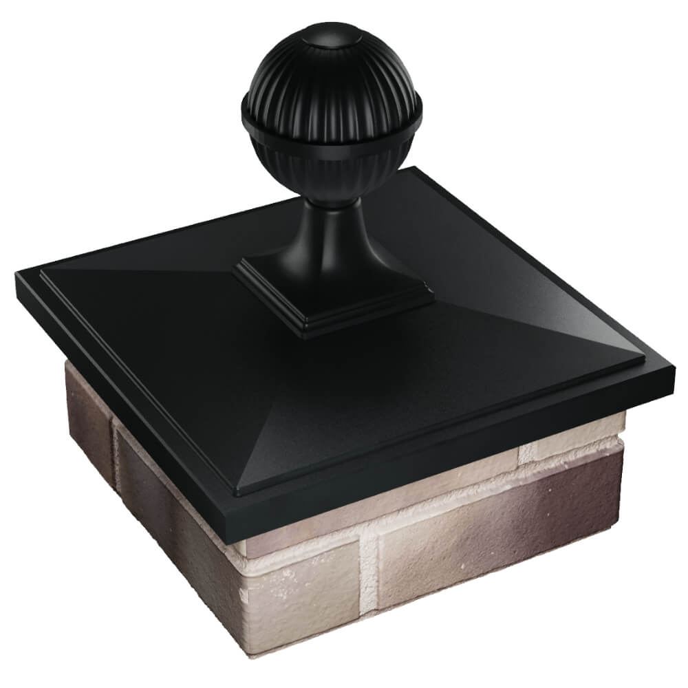 Колпак Zking БонаМоно Черный с шаром на столб 1.5х1.5 кирпича (385х385, 400х400мм) в сборе в Волоколамске фото