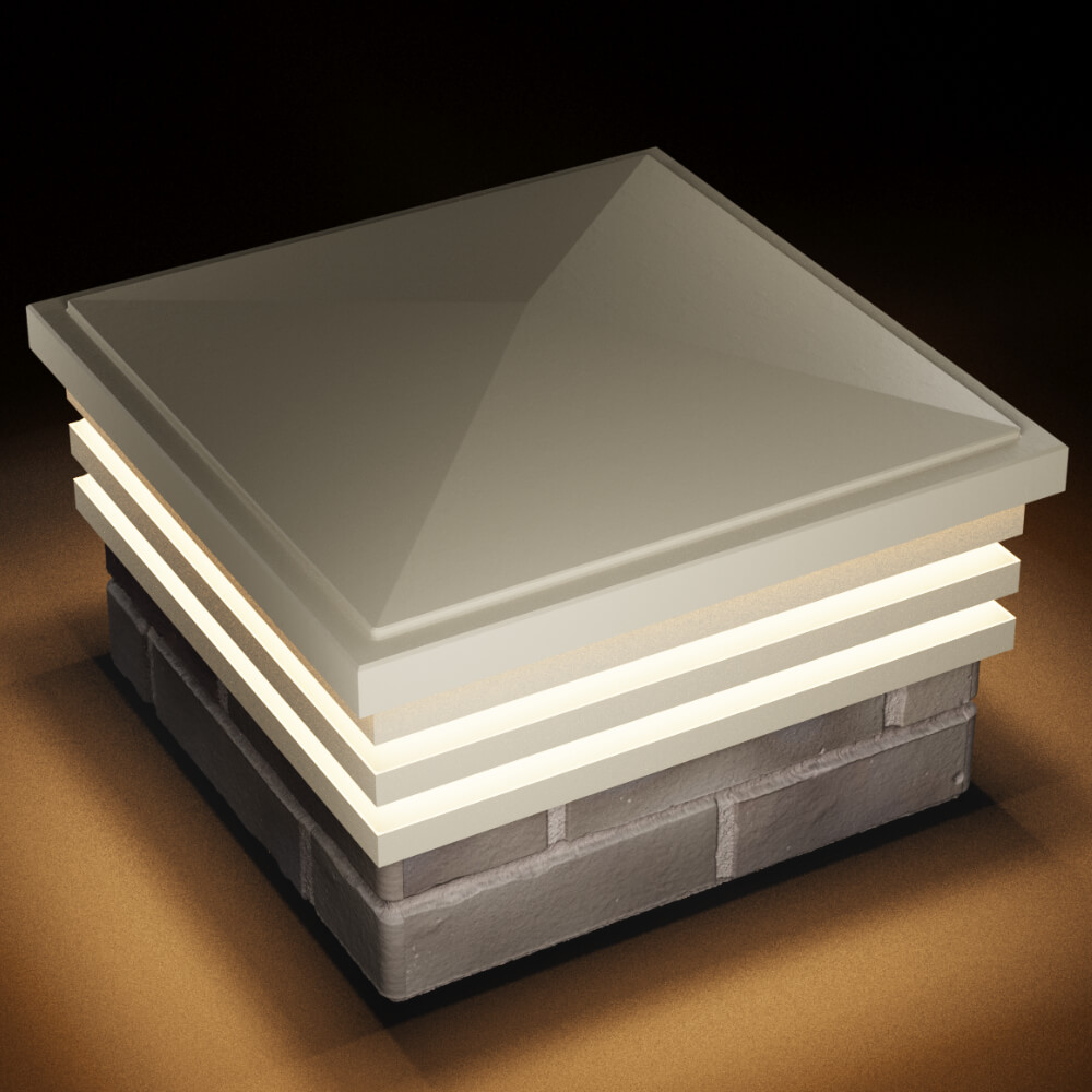 Колпак Zking Бона ХайТек Бежевый на столб 1.5х1.5 кирпича (385х385мм) с подсветкой в Волоколамске фото