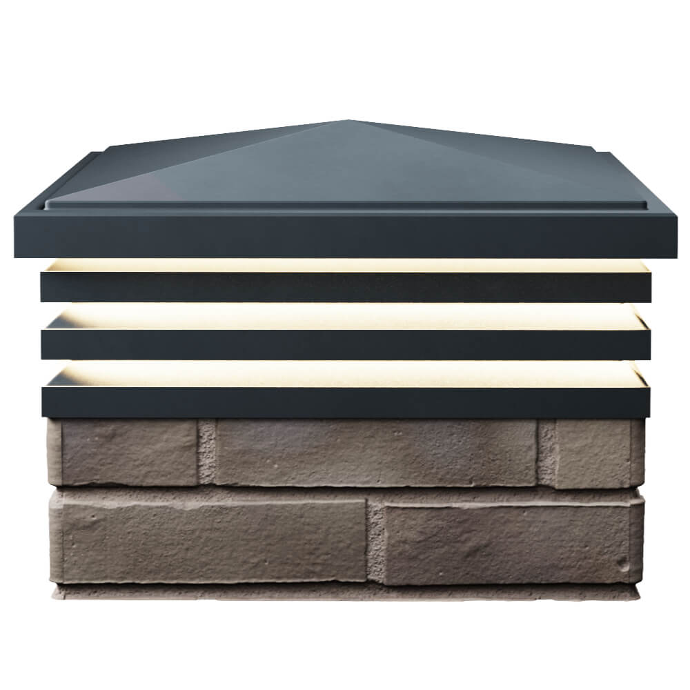 Колпак Zking Бона ХайТек Серый на столб 1.5х1.5 кирпича (385х385мм) с подсветкой в Волоколамске фото