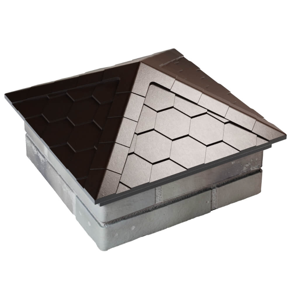 Колпак Zking Эверест Коричневый на столб 1.5х1.5 кирпича (390х390мм) в Волоколамске фото