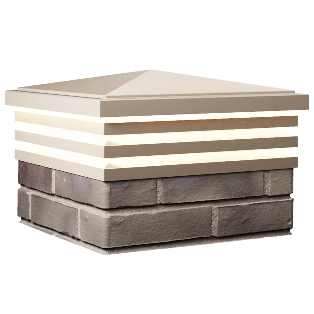 Колпак Zking Бона ХайТек Бежевый на столб 1.5х1.5 кирпича (385х385мм) с подсветкой в Волоколамске фото