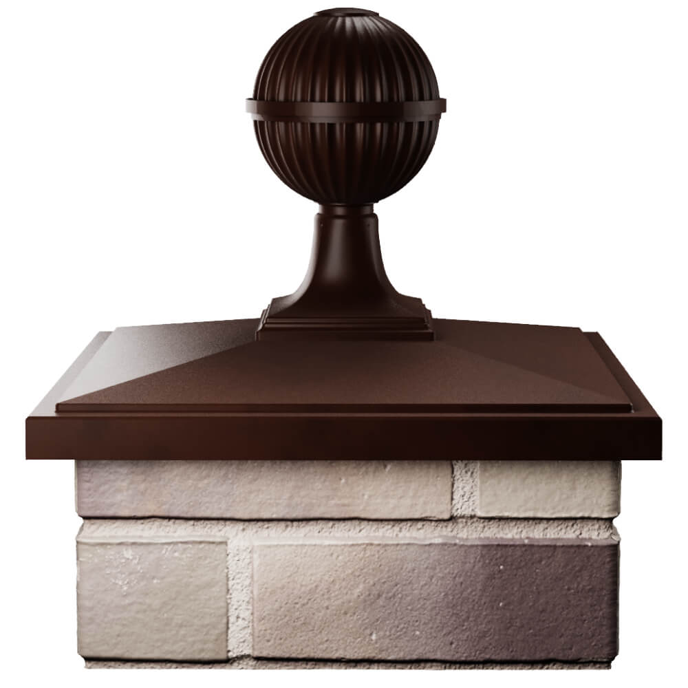Колпак Zking БонаМоно Коричневый с шаром на столб 1.5х1.5 кирпича (385х385, 400х400мм) в сборе Волоколамск фото