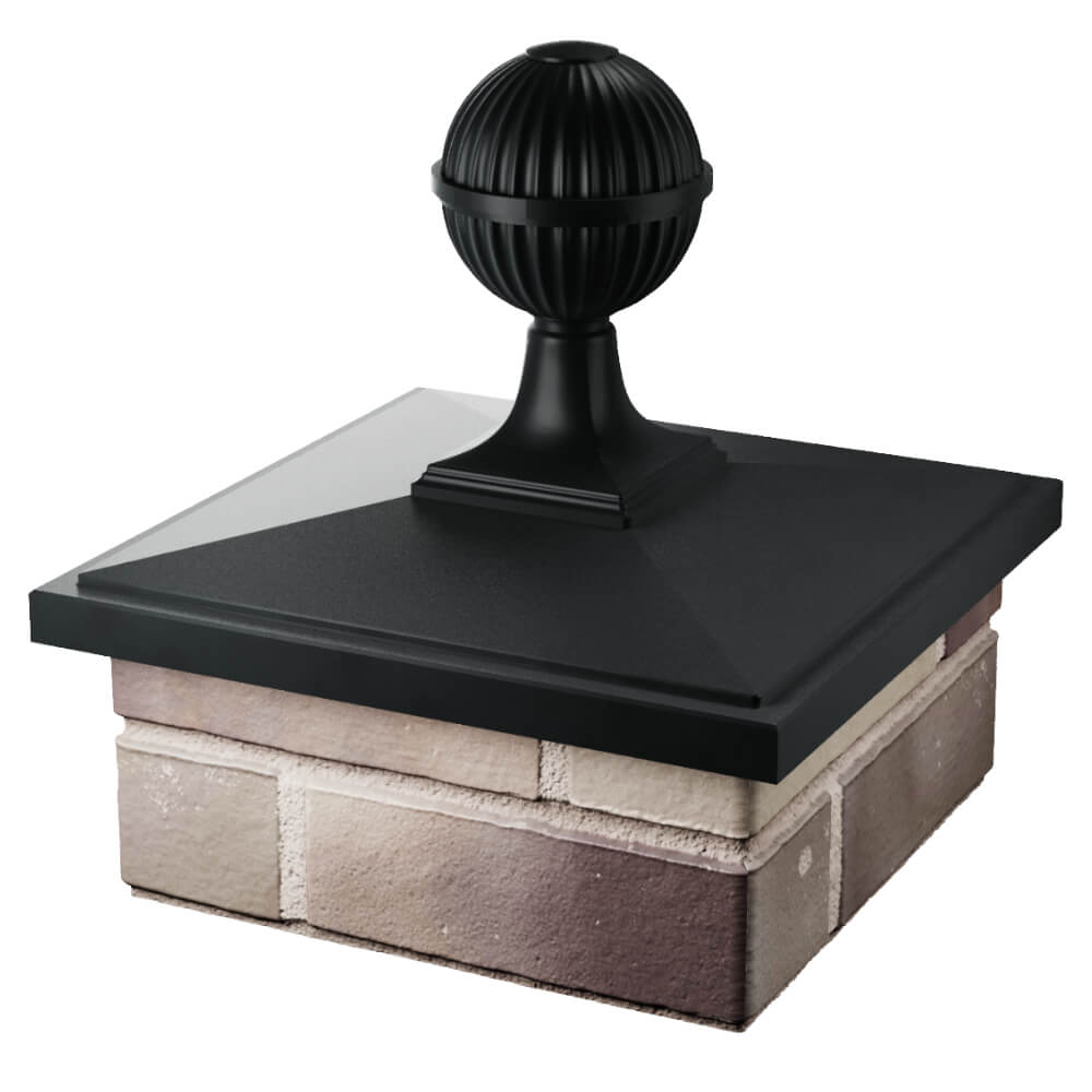 Колпак Zking БонаМоно Черный с шаром на столб 1.5х1.5 кирпича (385х385, 400х400мм) в сборе в Волоколамске фото