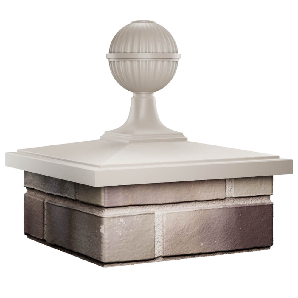 Колпак Zking БонаМоно Бежевый с шаром на столб 1.5х1.5 кирпича (385х385, 400х400мм) в сборе в Волоколамске фото