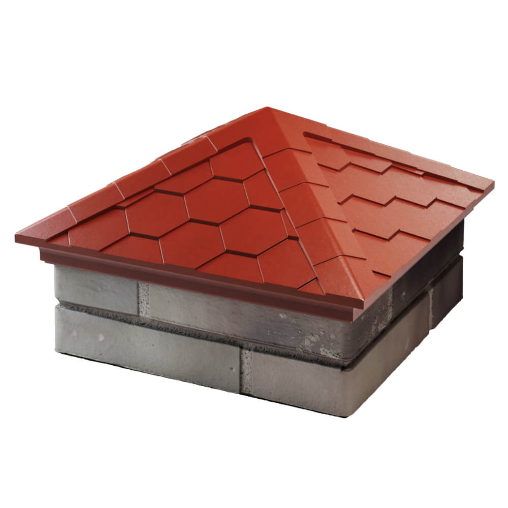 Колпак Zking Эверест Красный на столб 1.5х1.5 кирпича (390х390мм) в Волоколамске фото