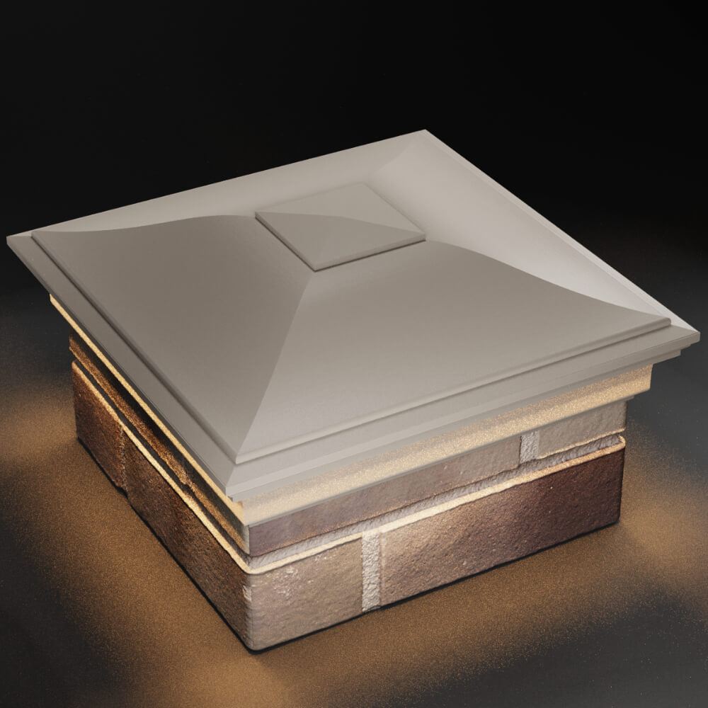 Колпак Zking Монблан Бежевый на столб 1.5х1.5 кирпича (385х385мм) с подсветкой в Волоколамске фото