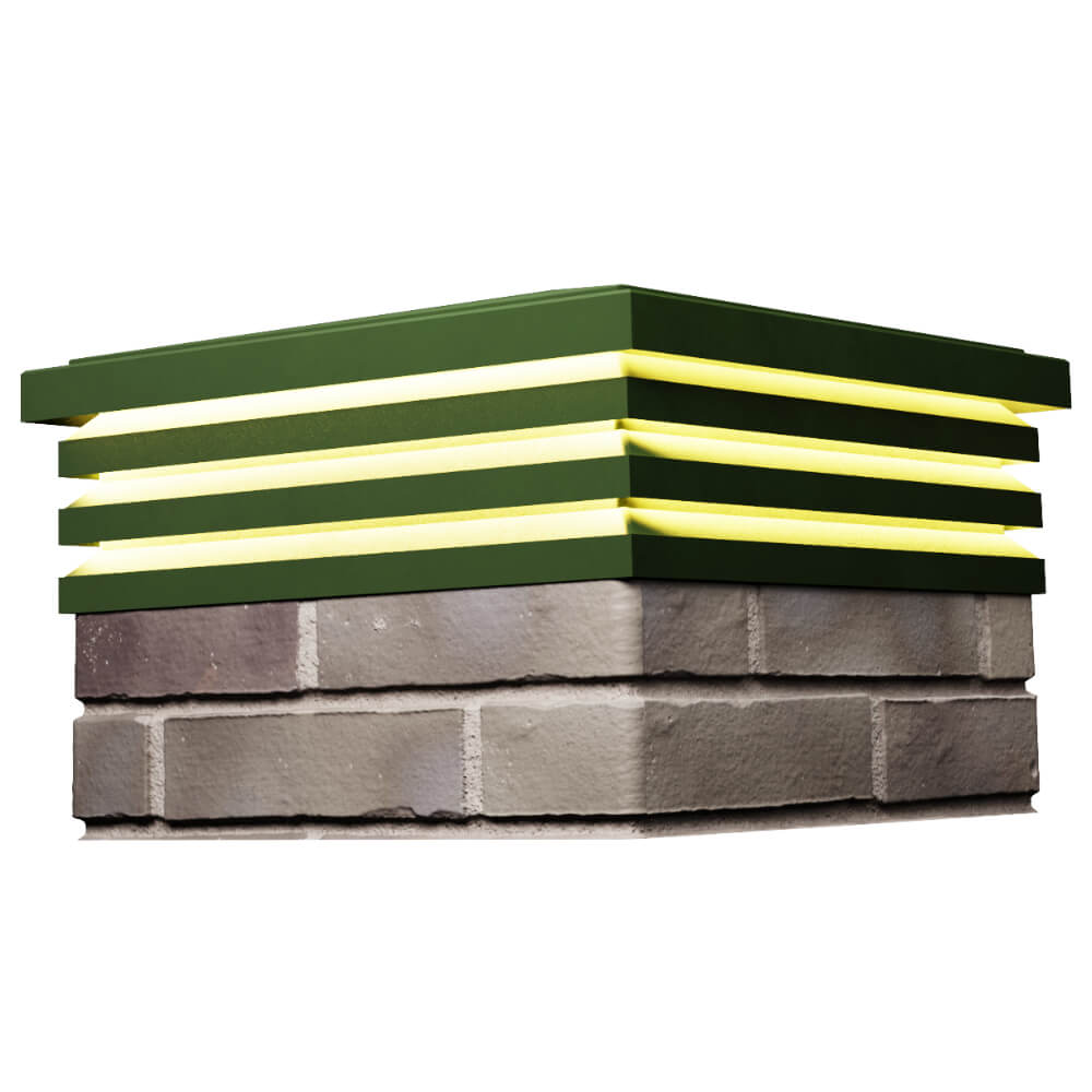 Колпак Zking Бона ХайТек Зеленый на столб 1.5х1.5 кирпича (385х385мм) с подсветкой в Волоколамске фото