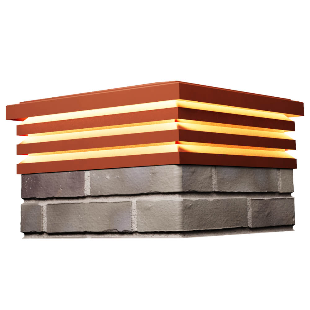 Колпак Zking Бона ХайТек Красный на столб 1.5х1.5 кирпича (385х385мм) с подсветкой в Волоколамске фото