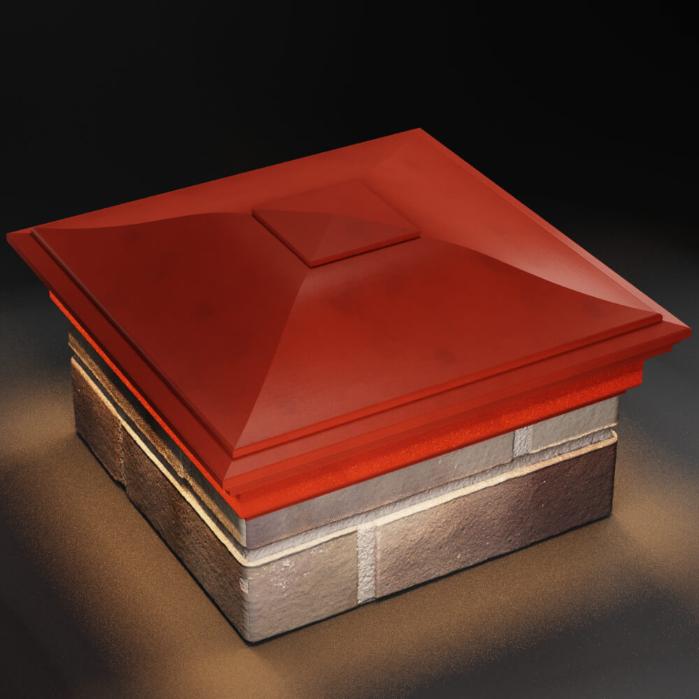 Колпак Zking Монблан Красный на столб 1.5х1.5 кирпича (385х385мм) с подсветкой в Волоколамске фото