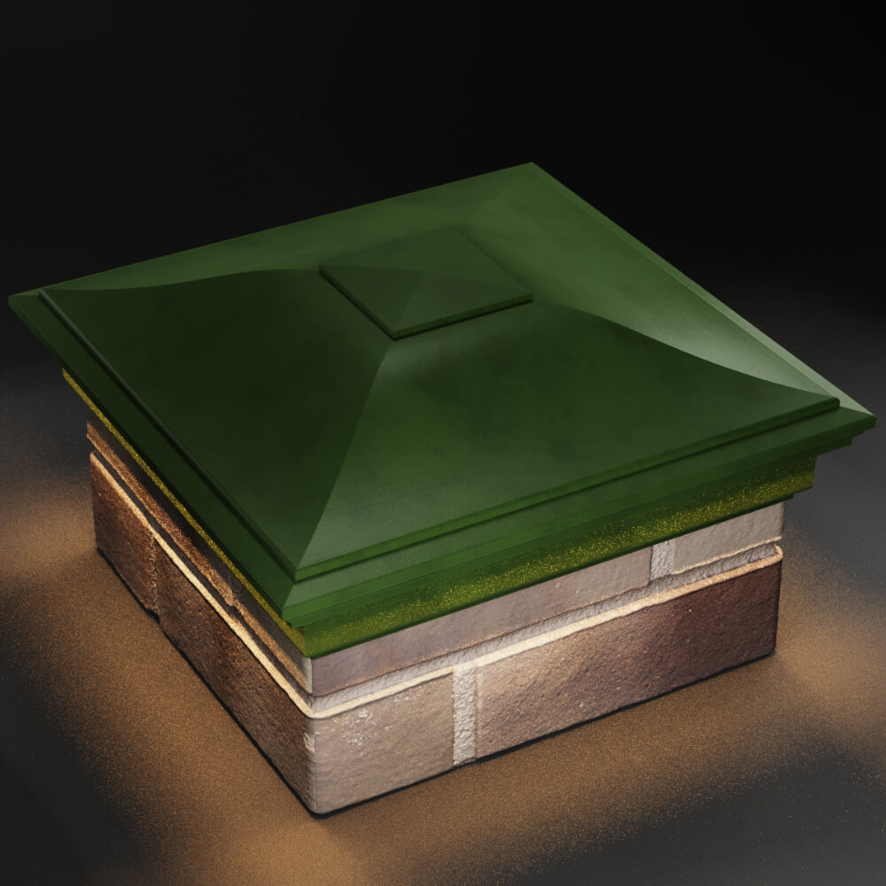 Колпак Zking Монблан Зеленый на столб 1.5х1.5 кирпича (385х385мм) с подсветкой в Волоколамске фото