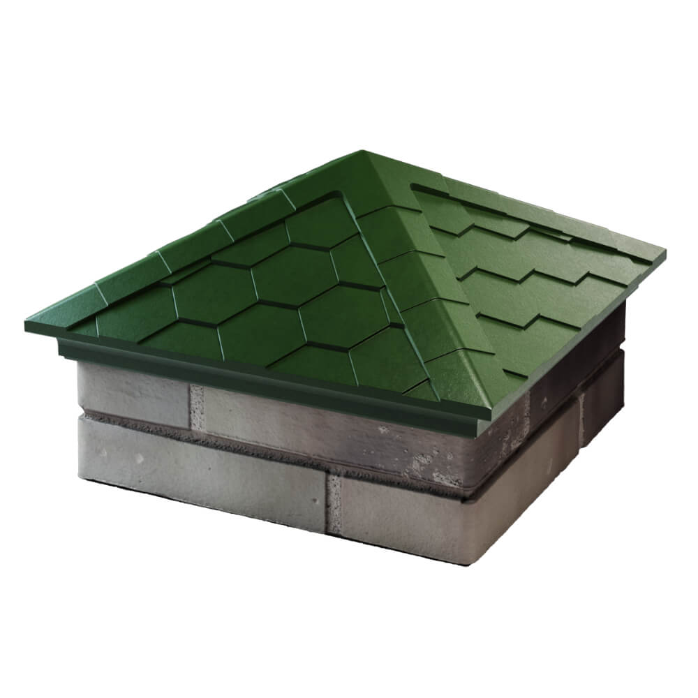 Колпак Zking Эверест Зеленый на столб 1.5х1.5 кирпича (390х390мм) в Волоколамске фото