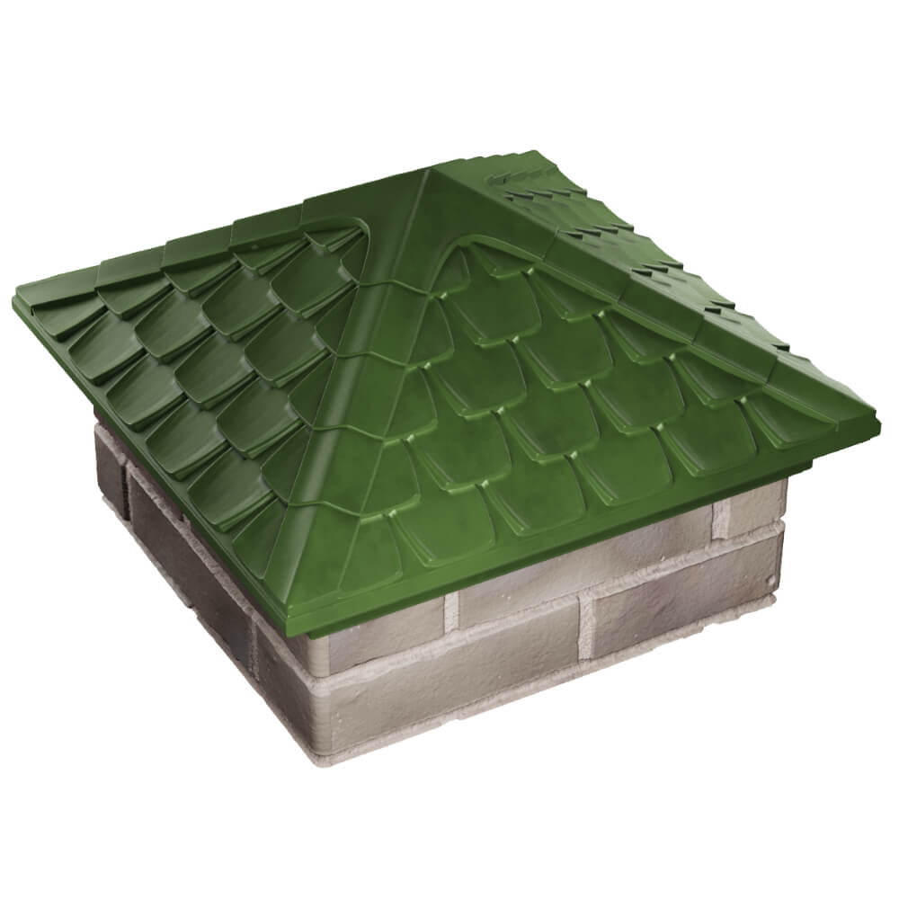 Колпак Zking Эльбрус Зеленый на столб 1.5х1.5 кирпича (385х385мм) в Волоколамске фото