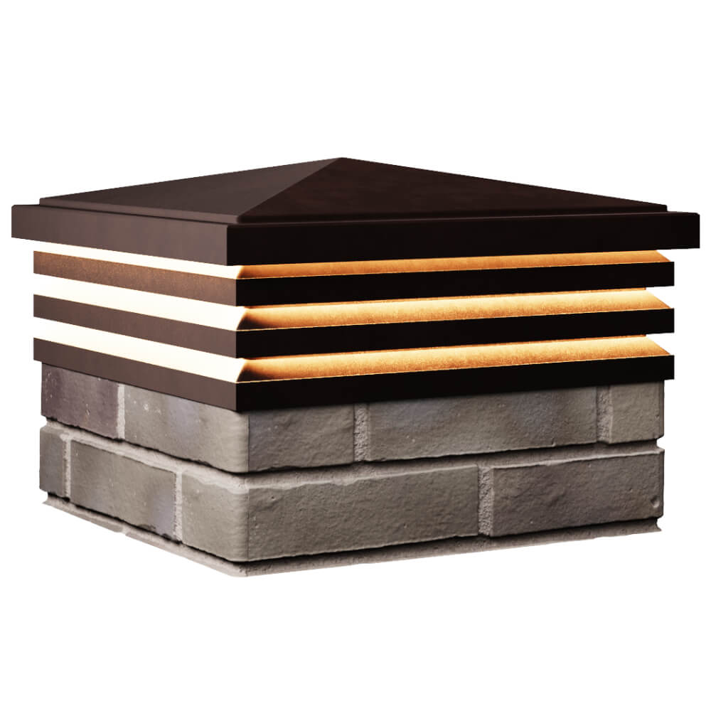 Колпак Zking Бона ХайТек Коричневый на столб 1.5х1.5 кирпича (385х385мм) с подсветкой в Волоколамске фото