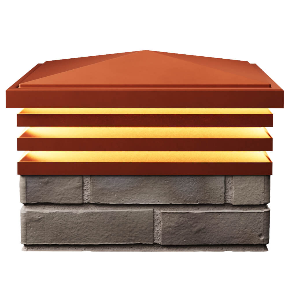 Колпак Zking Бона ХайТек Красный на столб 1.5х1.5 кирпича (385х385мм) с подсветкой в Волоколамске фото