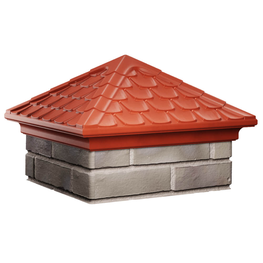 Колпак Zking Эльбрус Красный на столб 1.5х1.5 кирпича (385х385мм) в Волоколамске фото