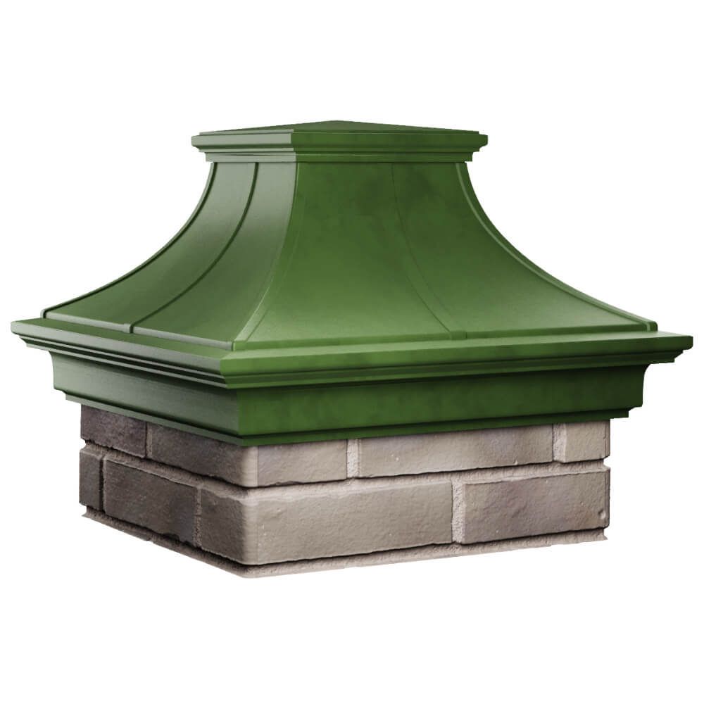 Колпак Zking Монблан Премиум Зеленый на столб 1.5х1.5 кирпича (385х385мм) в Волоколамске фото