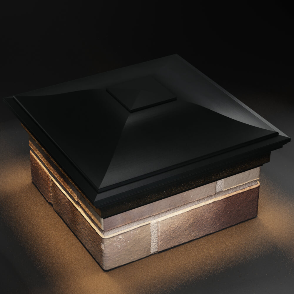 Колпак Zking Монблан Черный на столб 1.5х1.5 кирпича (385х385мм) с подсветкой в Волоколамске фото