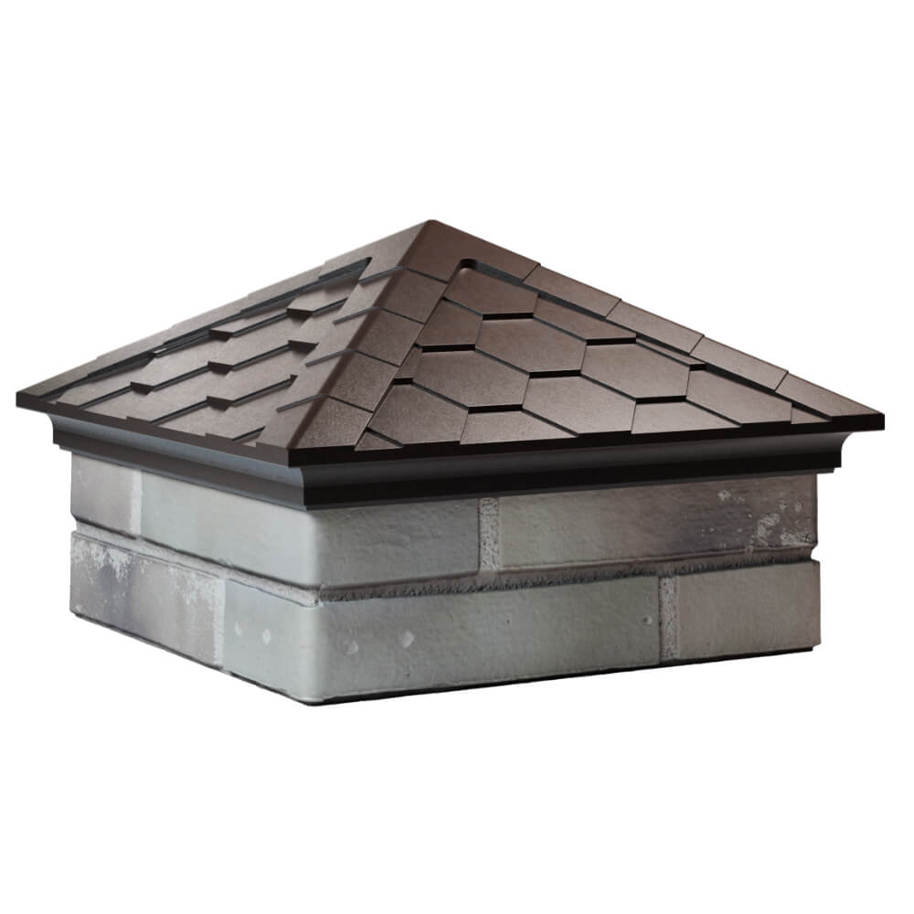 Колпак Zking Эверест Коричневый на столб 1.5х1.5 кирпича (390х390мм) в Волоколамске фото