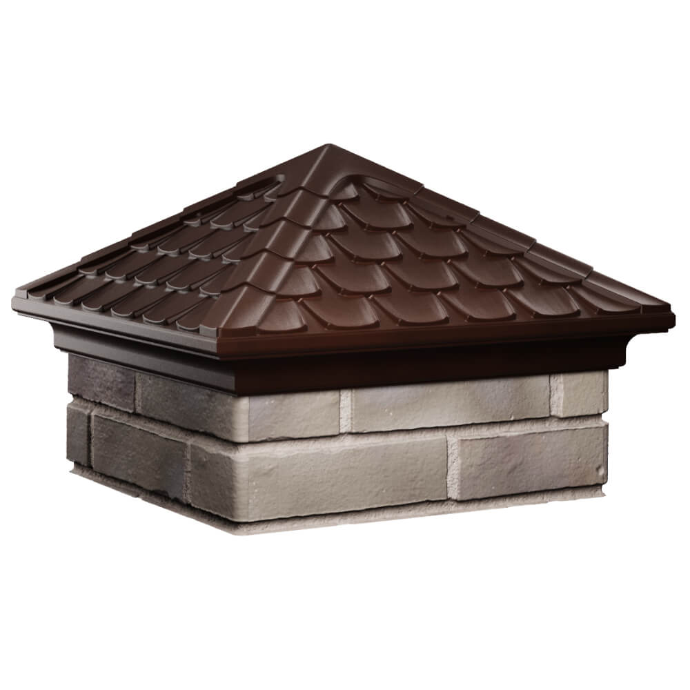 Колпак Zking Эльбрус Коричневый на столб 1.5х1.5 кирпича (385х385мм) в Волоколамске фото