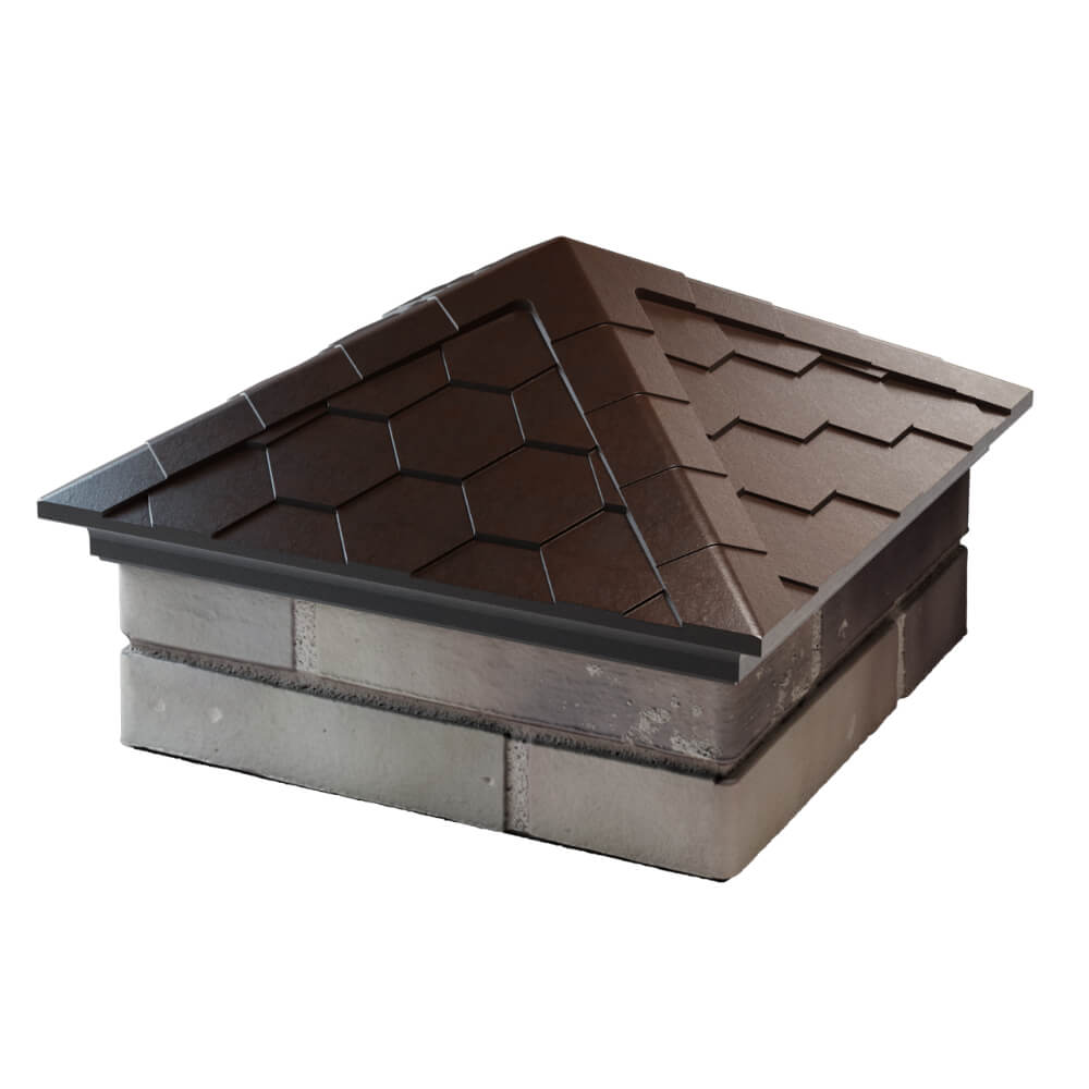 Колпак Zking Эверест Коричневый на столб 1.5х1.5 кирпича (390х390мм) в Волоколамске фото